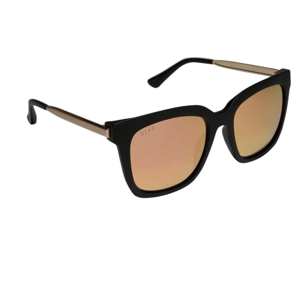 Diff Hailey Square Sunglasses Matte Black Peach M… - image 7